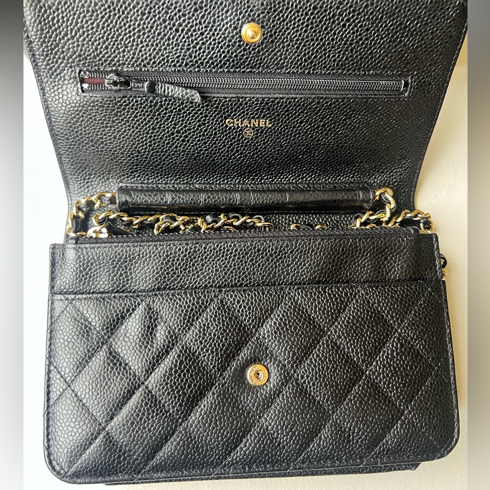Chanel Wallet On Chain (WOC) Black Caviar Leather With Gold Hardware - Picture 10 of 16